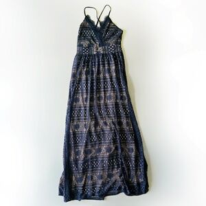 Vici Navy Lace Maxi V-Neck Strap Dress